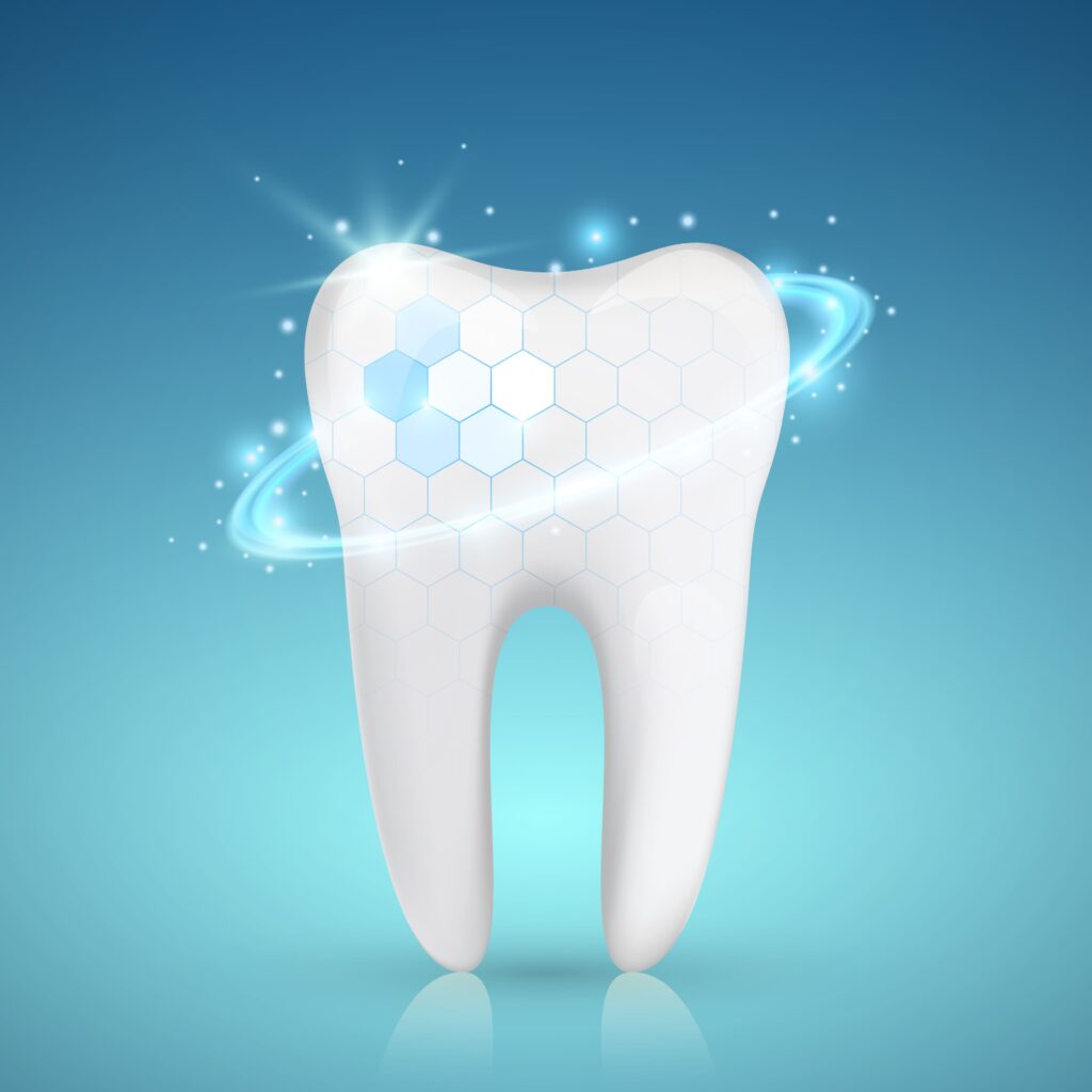 Healthy tooth with glowing effect